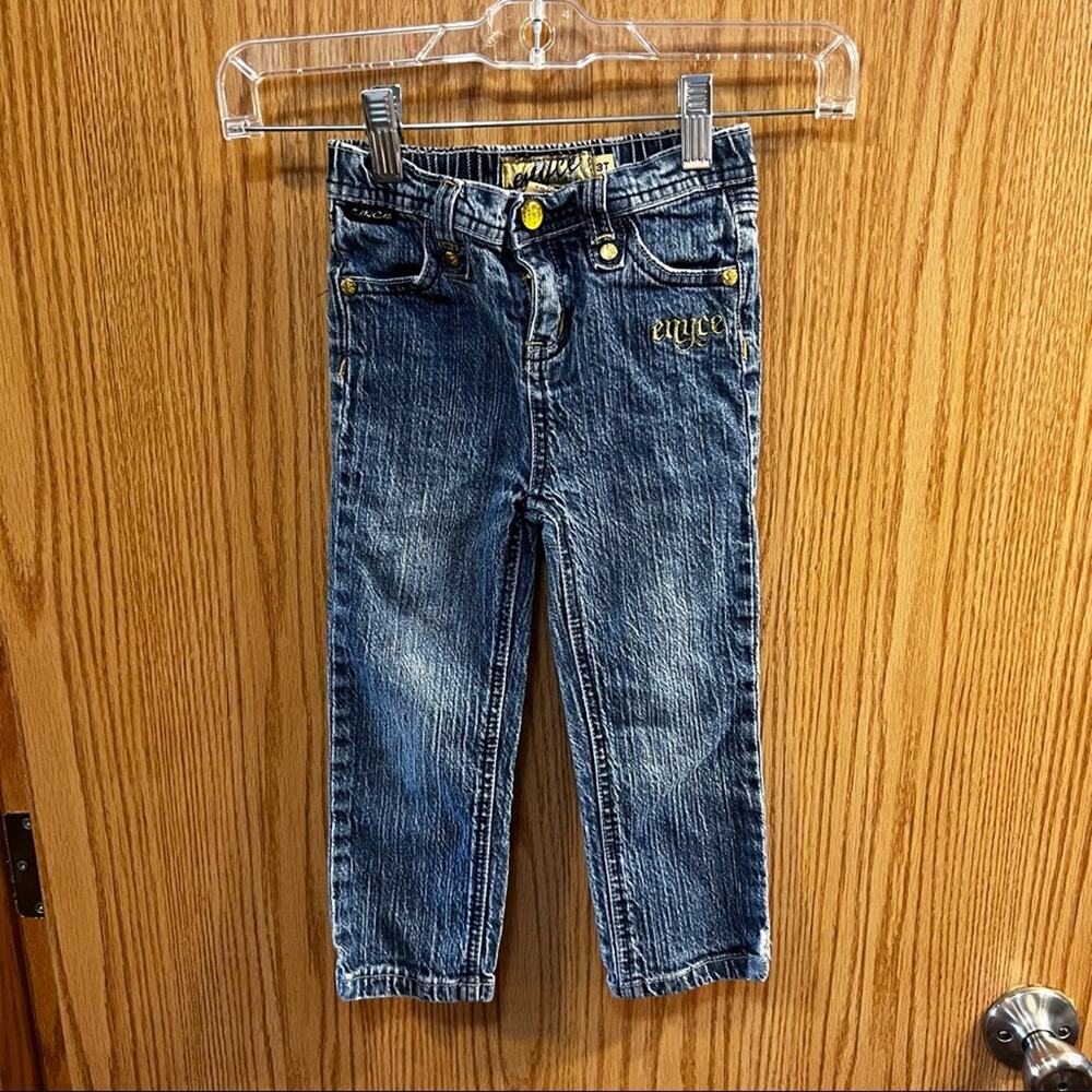 Enyce Girls Size 3T Jeans w/ Embroidered Gold Pockets Medium Wash